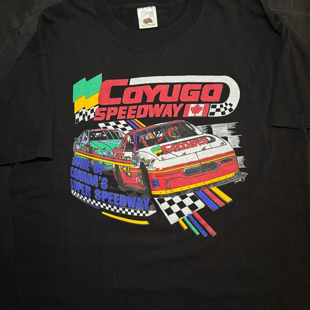 Vintage single stitched Fruit of the Loom Cayuga Speedway Racing Tee size XL